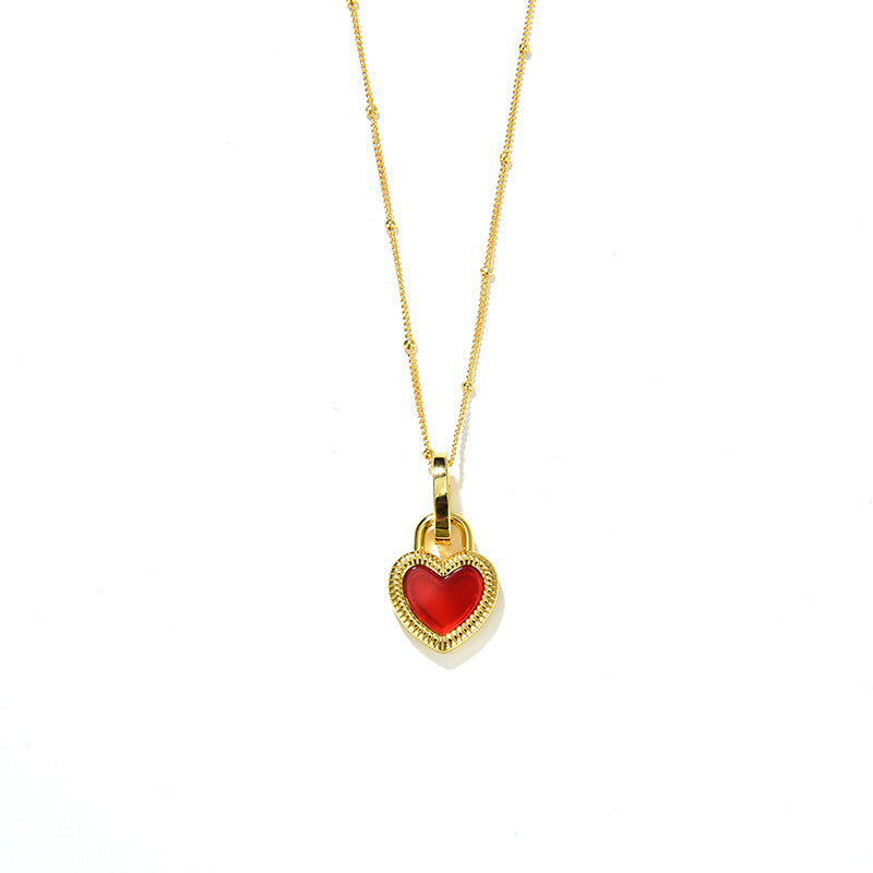 Heart Reversible Pendant Necklace, 925 Silver, 18k Gold Plated Red Onyx And White Mother-Of-Pearl