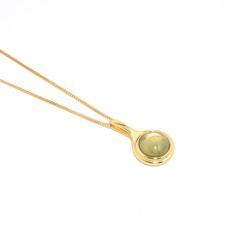 Mumtaz Jewellers Natural Grape Stone Long Necklace, 925 Silver, 18k Gold Plated