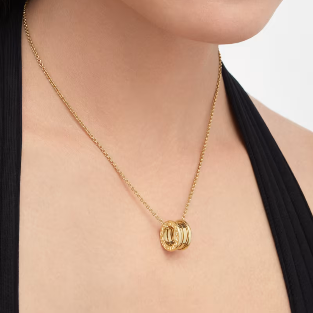 Gold Plated Double Circle Pendant Necklace