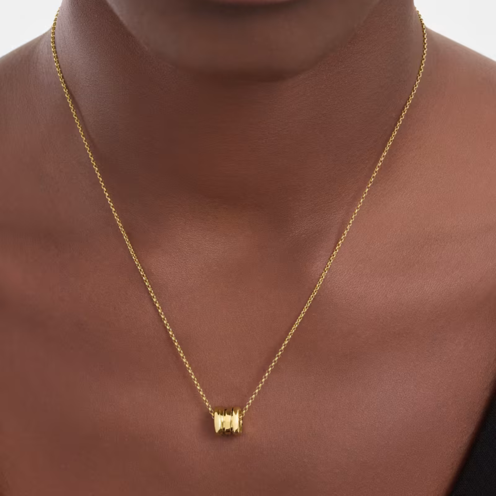 Gold Plated Double Circle Pendant Necklace