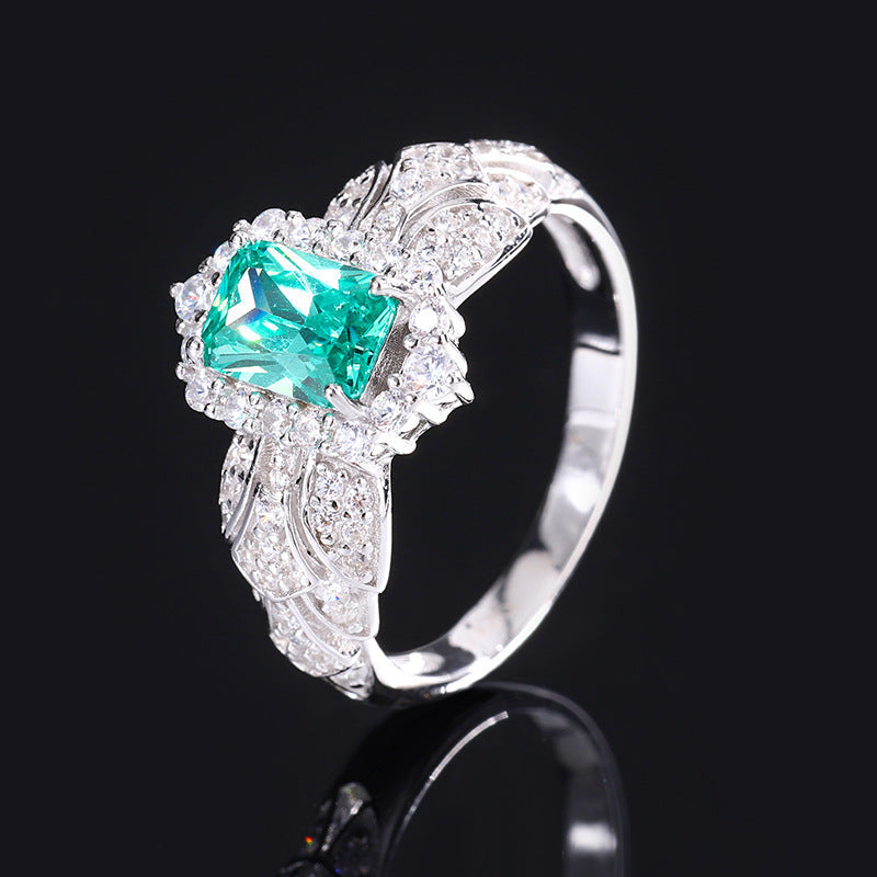 Mumtaz Jewellers Square Stone Ring,925 Silver, Inlaid With Imitation Tourmaline