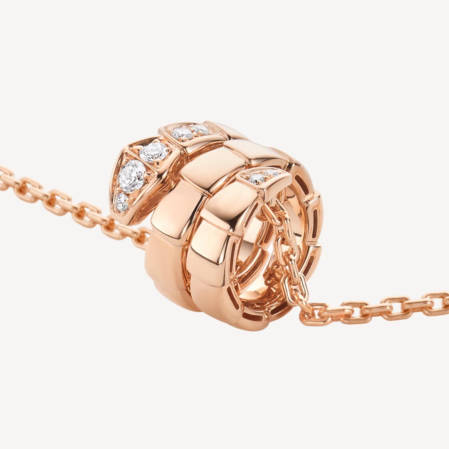 Serpenti Necklace, 925 Silver, 18k Rose Gold Plated, Inlaid Cubic Zircon
