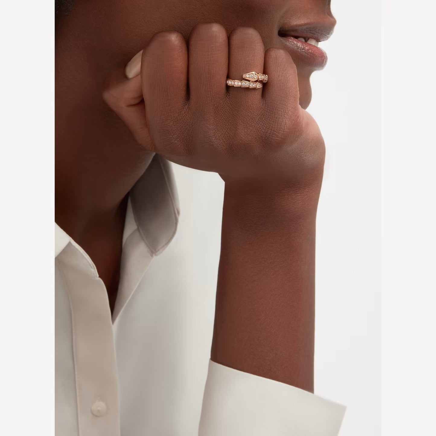 Serpenti Ring,18k Rose Gold Plated, Cubic Zircon Paved