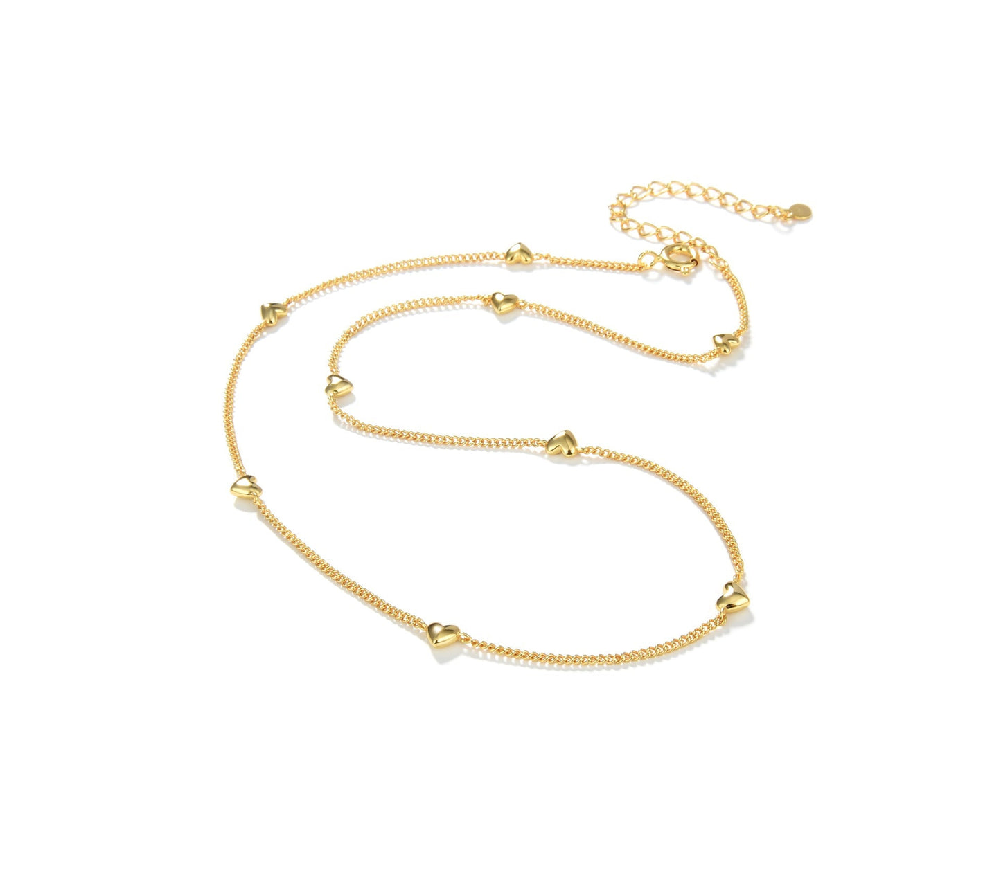 Mumtaz Jewellers Heart Necklace Necklace, 925 Silver, 18k Gold Plated, 9 Motifs