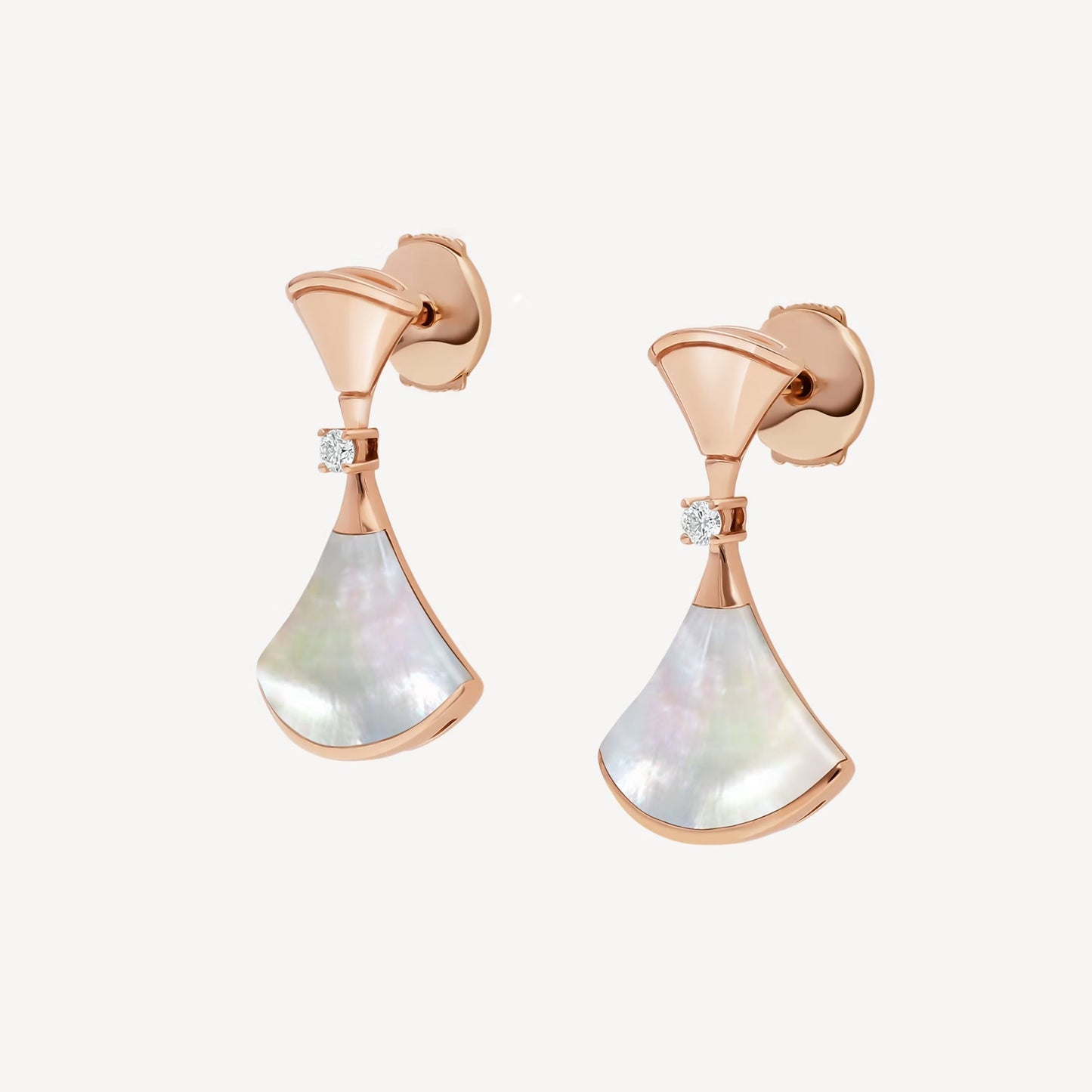 Divas' Dream Earrings - 925 Sterling Silver, 18K Rose Gold Plated with Mother of Pearl & Cubic Zirconia