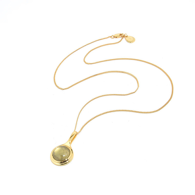 Mumtaz Jewellers Natural Grape Stone Long Necklace, 925 Silver, 18k Gold Plated