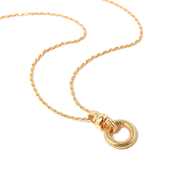 Mumtaz Jewellers Circular Pendant Necklace, 925 Silver, 18k Gold Plated