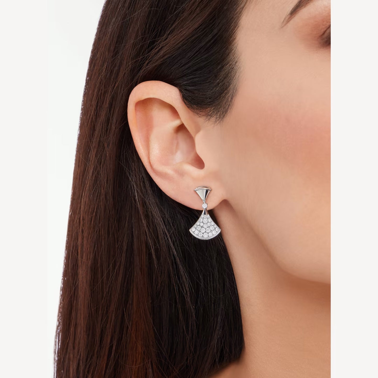 Divas' Dream Earrings - 925 Sterling Silver, 18K White Gold Plated with Paved Cubic Zirconia