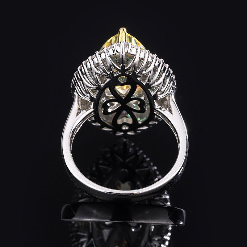 Tear Eye Diamond Ring, 925 Silver, Inlaid With Imitation Diamond