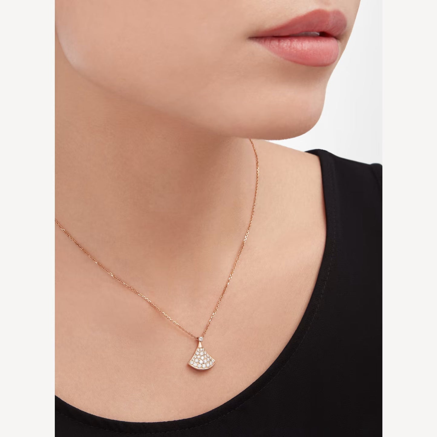 Divas' Dream Necklace, 18k Rose Gold Plated, Cubic Zircon Paved