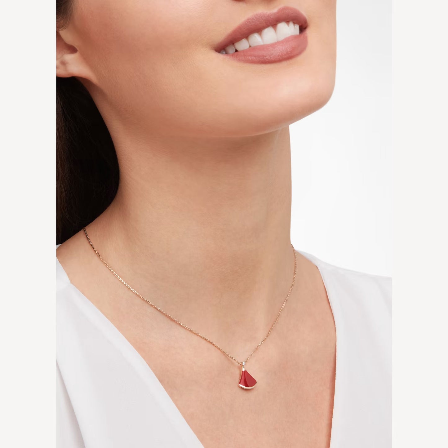 Divas' Dream Necklace, 925 Silver, 18k Rose Gold Plated, Red Agate