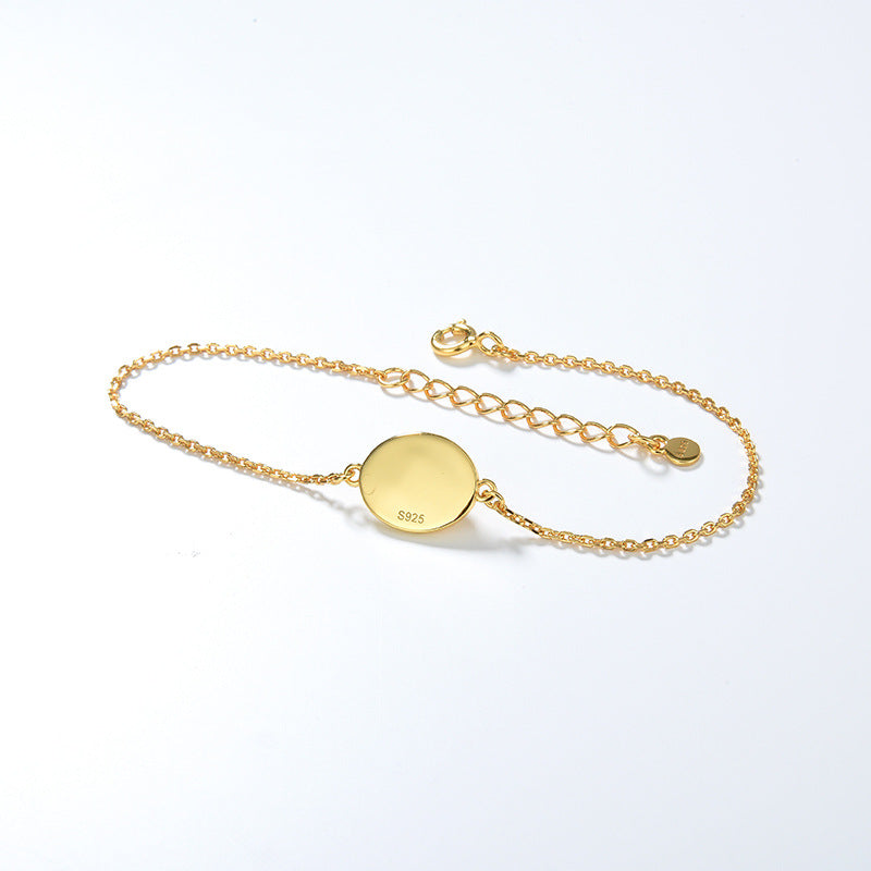 Mumtaz Jewellers Natural Moonstone Bracelet,925 Silver,18k Yellow Gold Plated