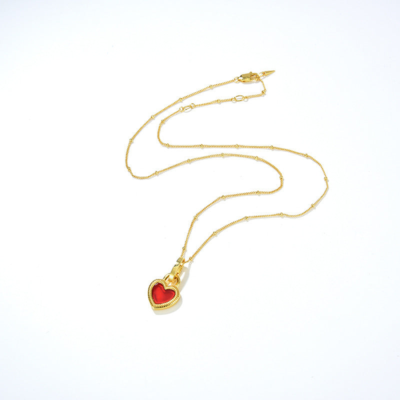 Heart Reversible Pendant Necklace, 925 Silver, 18k Gold Plated Red Onyx And White Mother-Of-Pearl