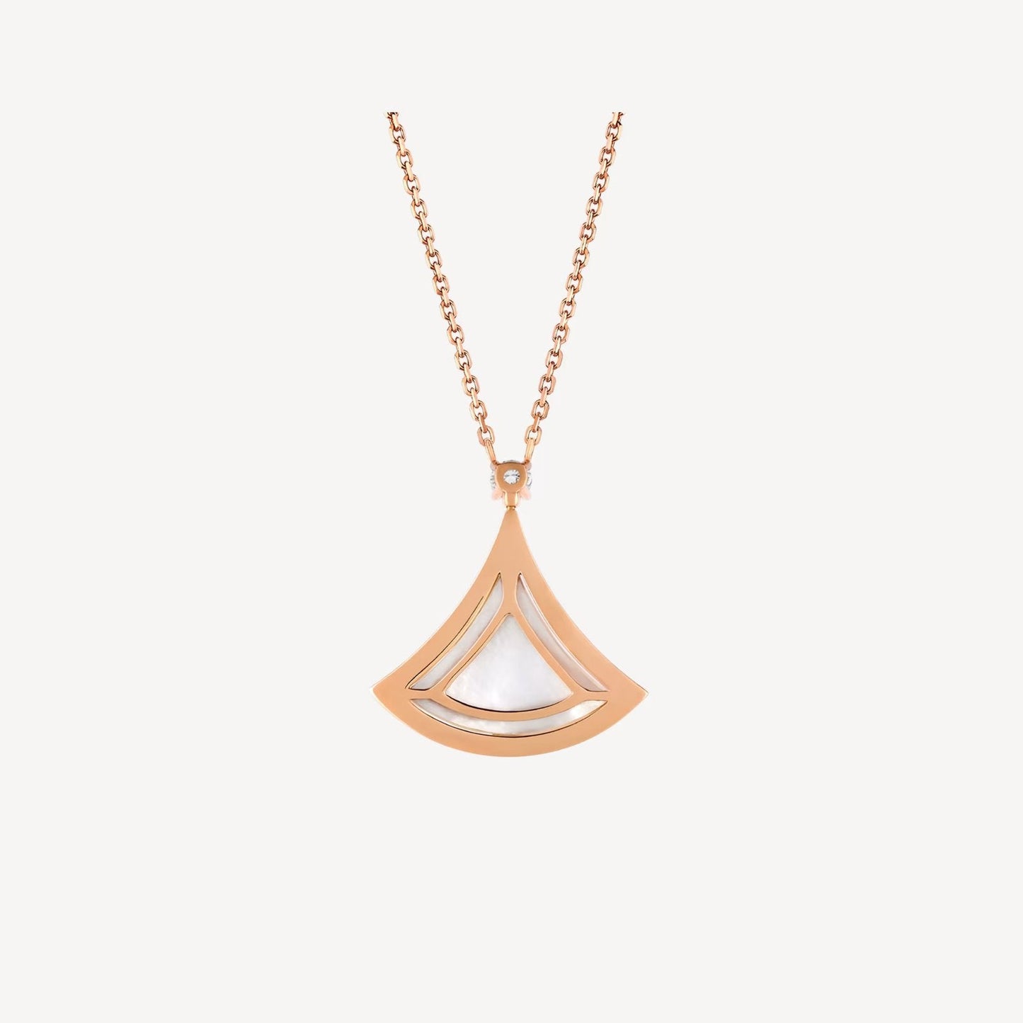 Rose Gold Mother of Pearl Fan Pendant Necklace