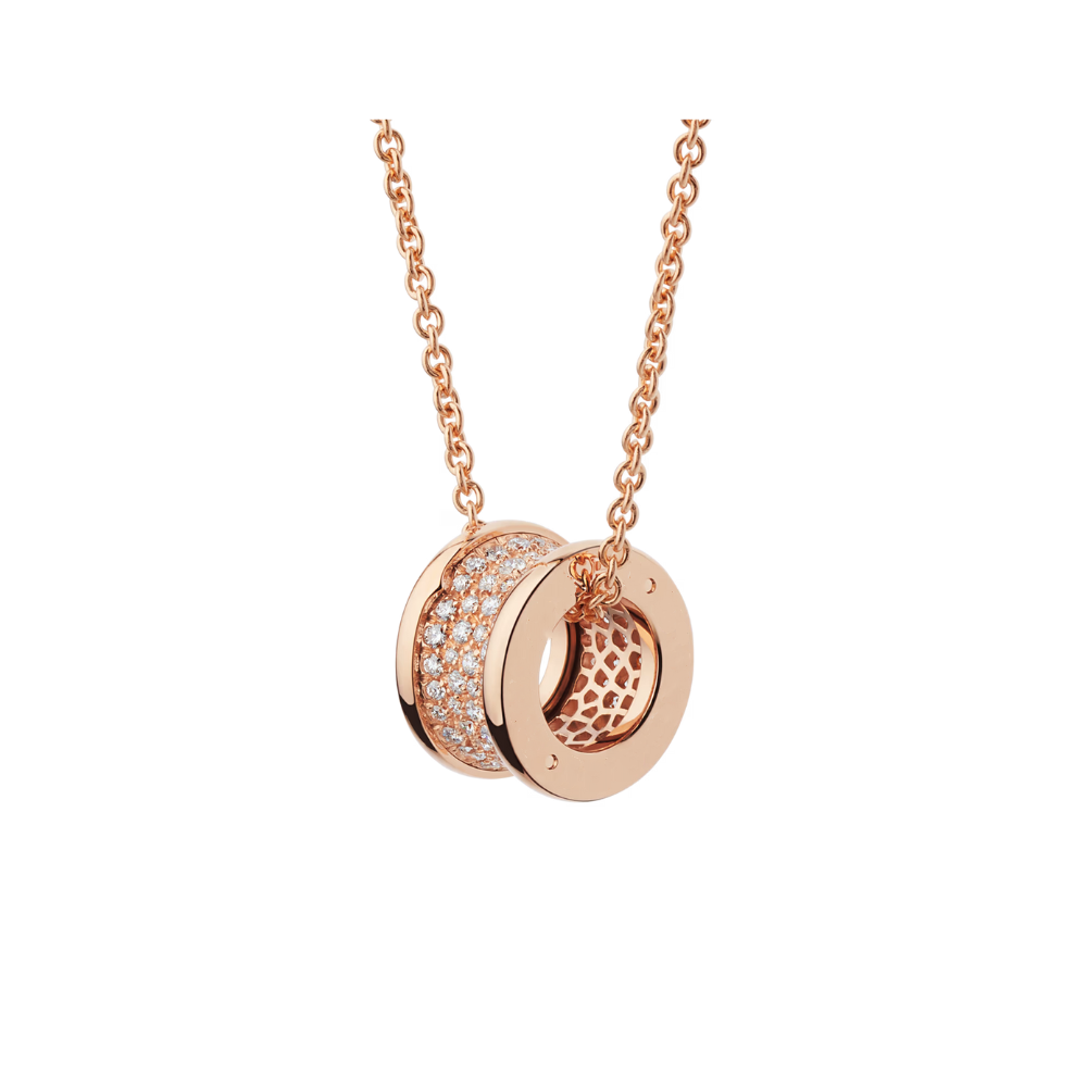 Mumtaz Jewellers B.zero1 necklace, 925 Silver, 18k Gold Plated, Spiral pavé zircon