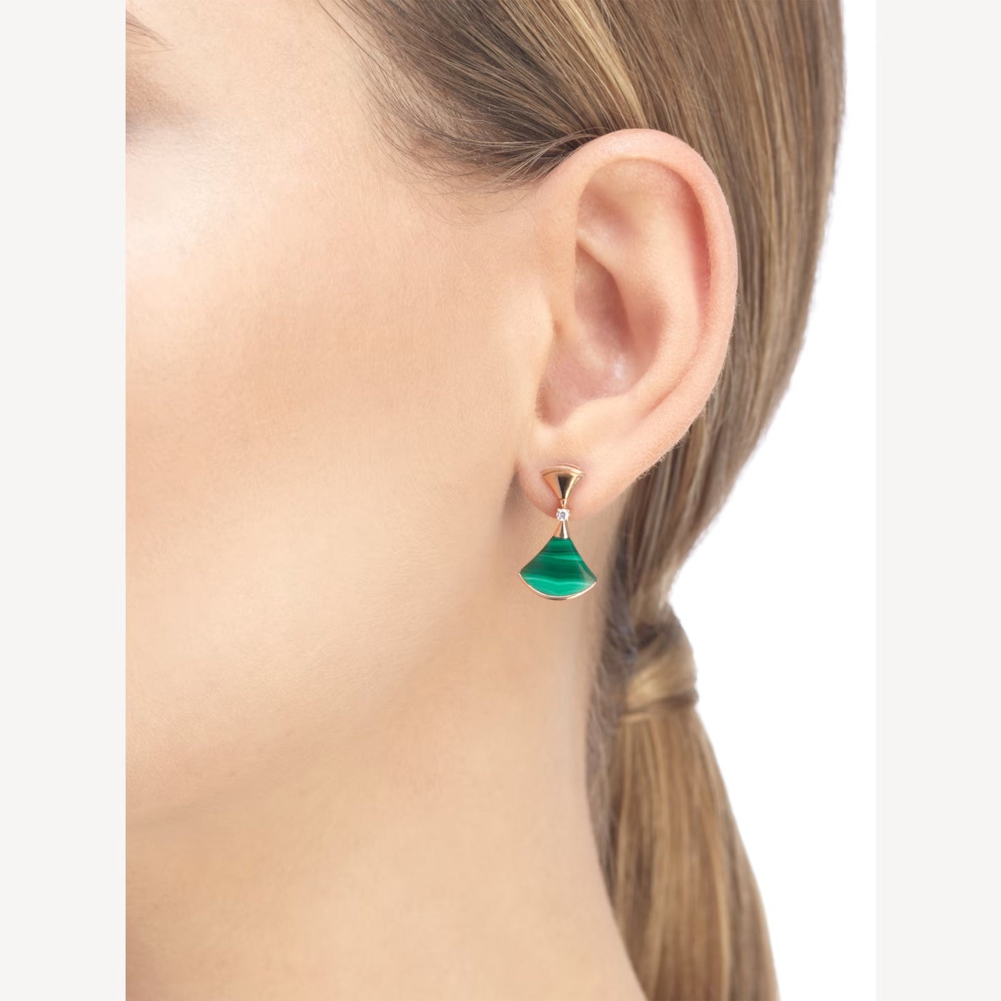 Divas' Dream Earrings - 925 Sterling Silver, 18K Rose Gold Plated with Green Agate & Cubic Zirconia