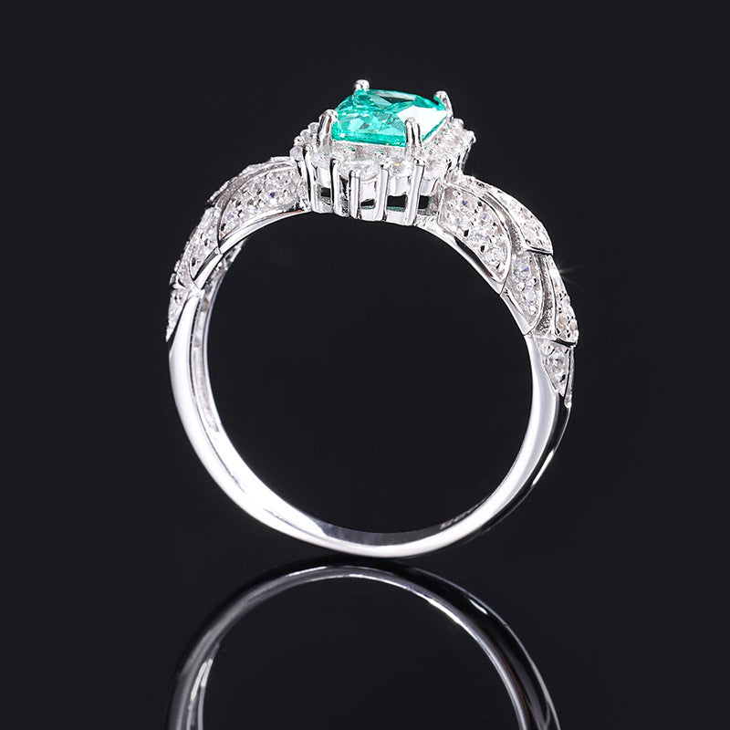 Mumtaz Jewellers Square Stone Ring,925 Silver, Inlaid With Imitation Tourmaline