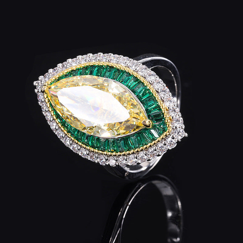 Tear Eye Diamond Ring, 925 Silver, Inlaid With Imitation Diamond