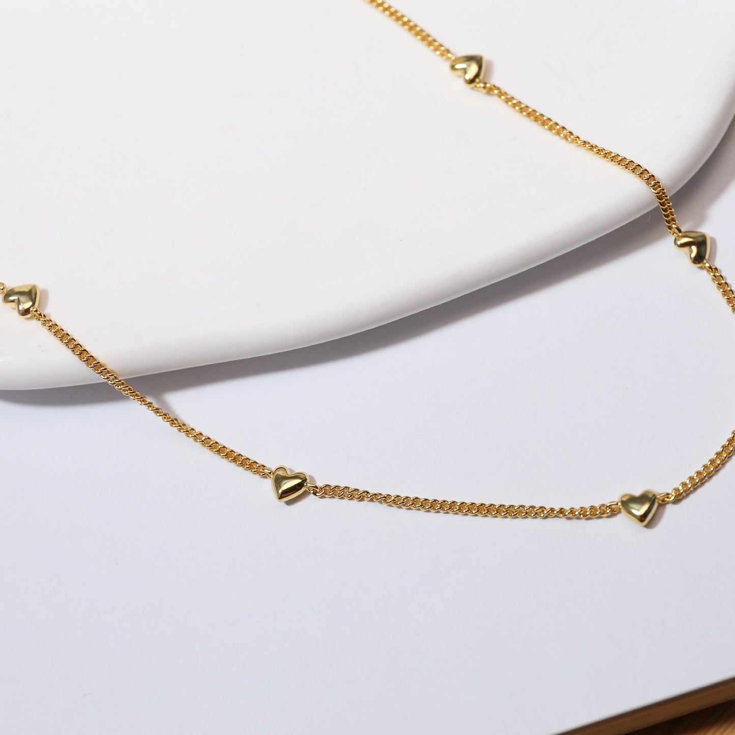 Mumtaz Jewellers Heart Necklace Necklace, 925 Silver, 18k Gold Plated, 9 Motifs