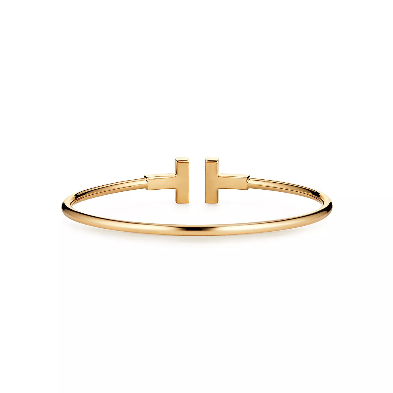 T Bangle, 18k Yellow Gold Plated, Inlaid cubic zircon