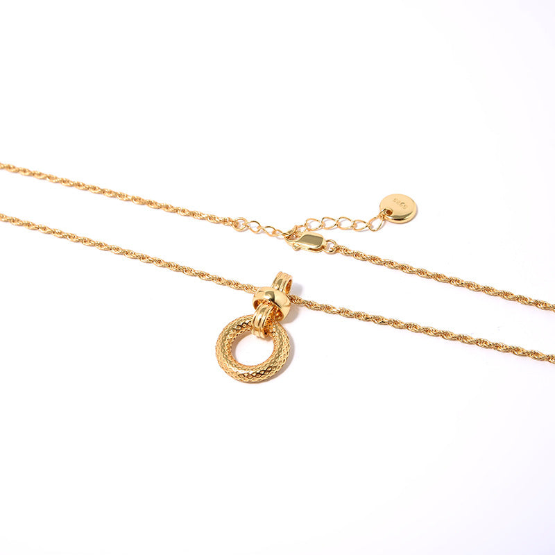 Mumtaz Jewellers Circular Pendant Necklace, 925 Silver, 18k Gold Plated
