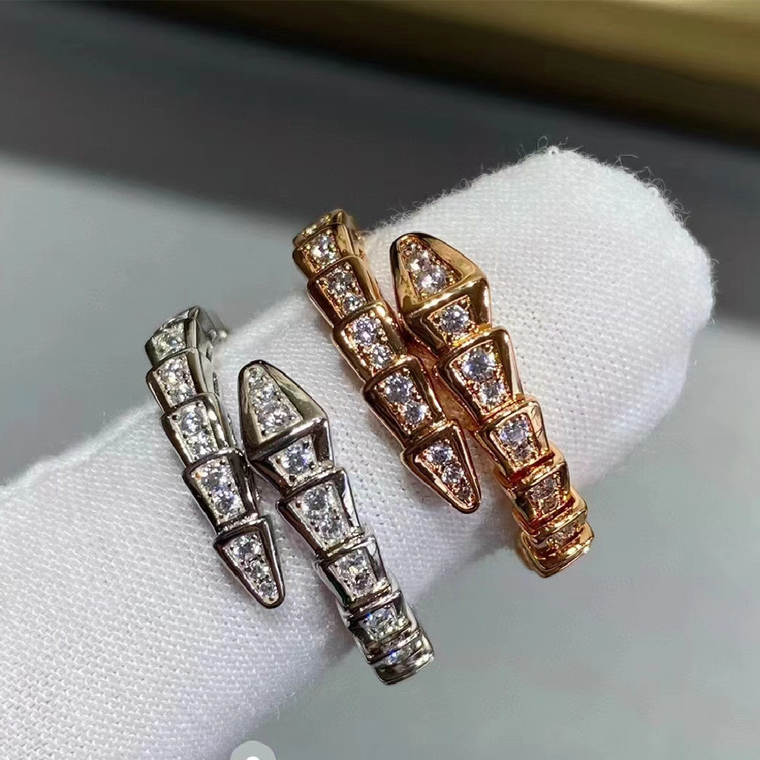 Serpenti Ring, 18k White Gold Plated, Cubic Zircon Paved