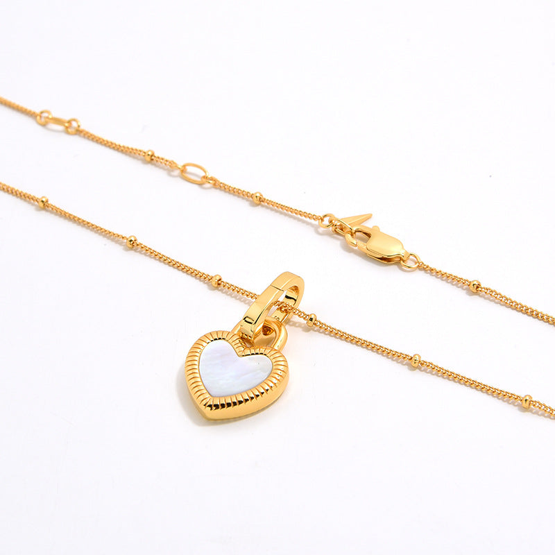 Heart Reversible Pendant Necklace, 925 Silver, 18k Gold Plated Black Onyx And White Mother-Of-Pearl