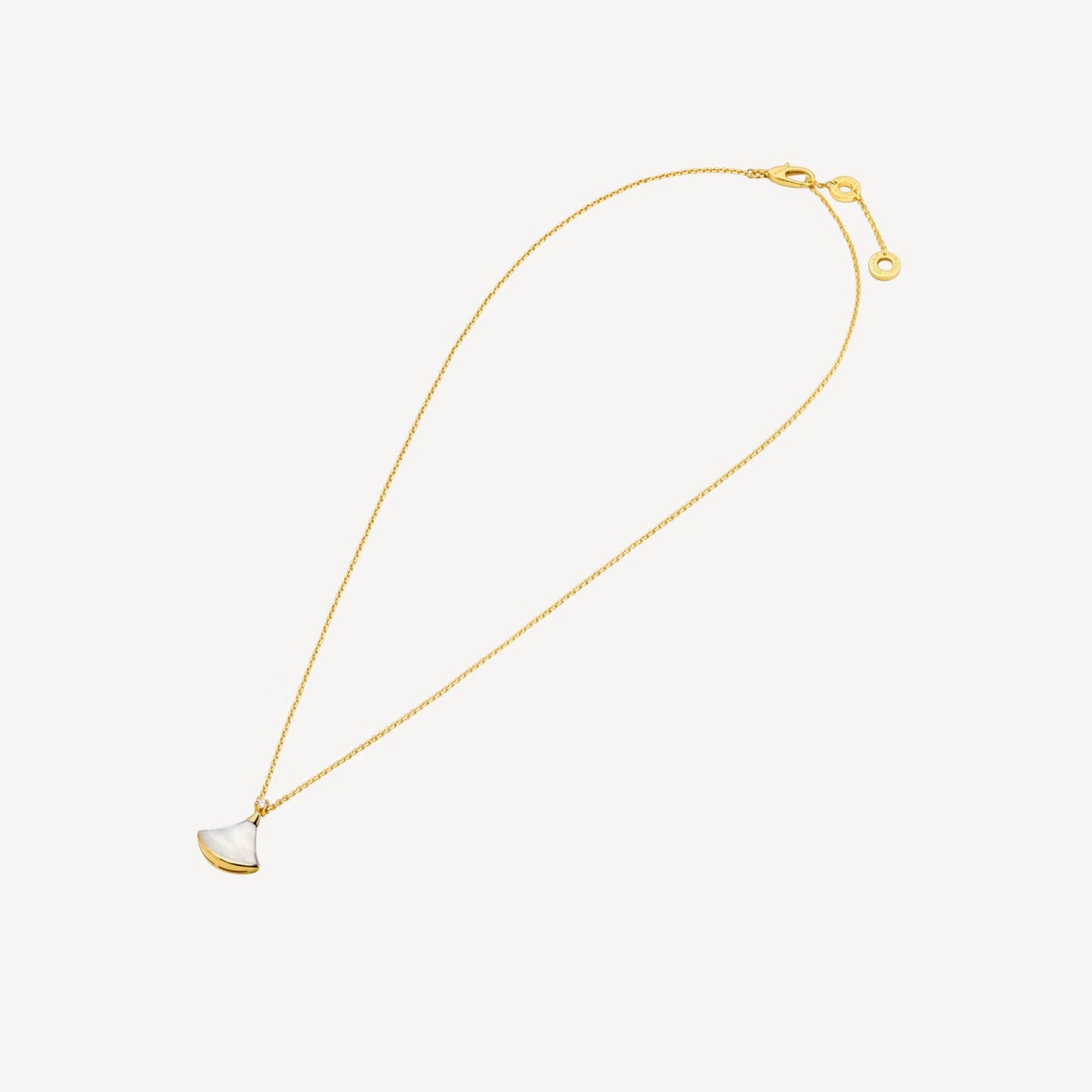 Gold Mother of Pearl Fan Pendant Necklace