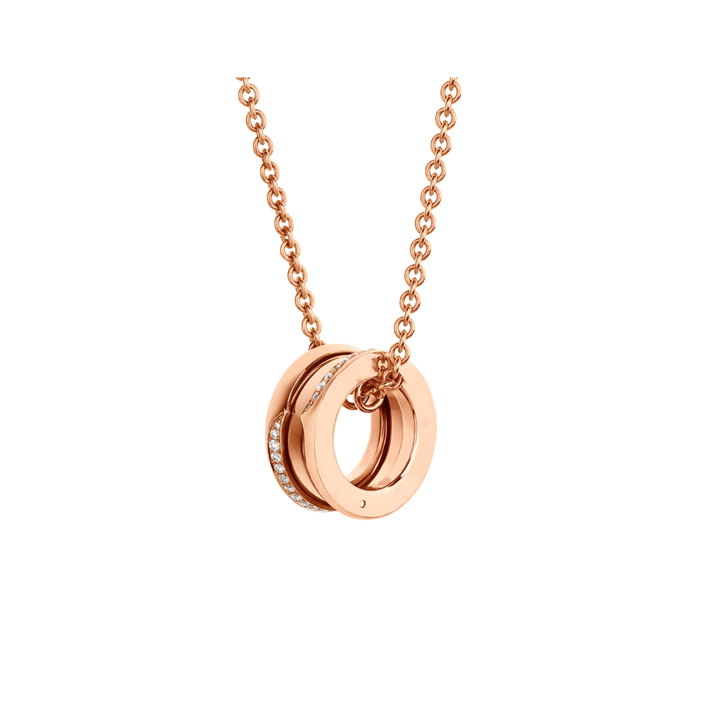 Mumtaz Jewellers B.zero1 necklace, 925 Silver, 18k Gold Plated, Pendant edge set with zircons