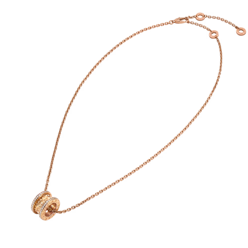Mumtaz Jewellers B.zero1 Rock necklace with 18 kt gold plated pendant with studded spiral, pavé diamonds on the edges