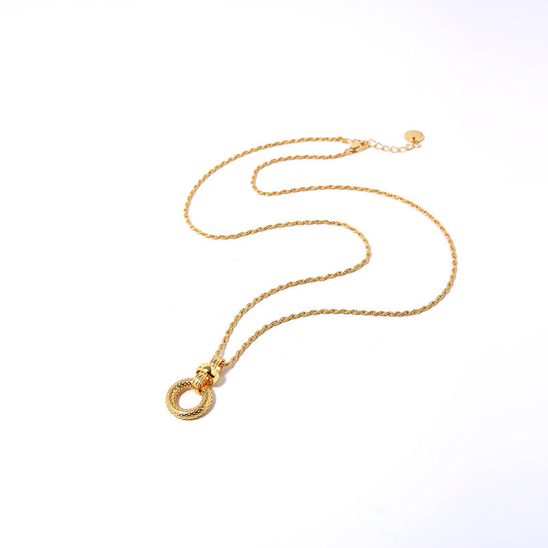 Mumtaz Jewellers Circular Pendant Necklace, 925 Silver, 18k Gold Plated