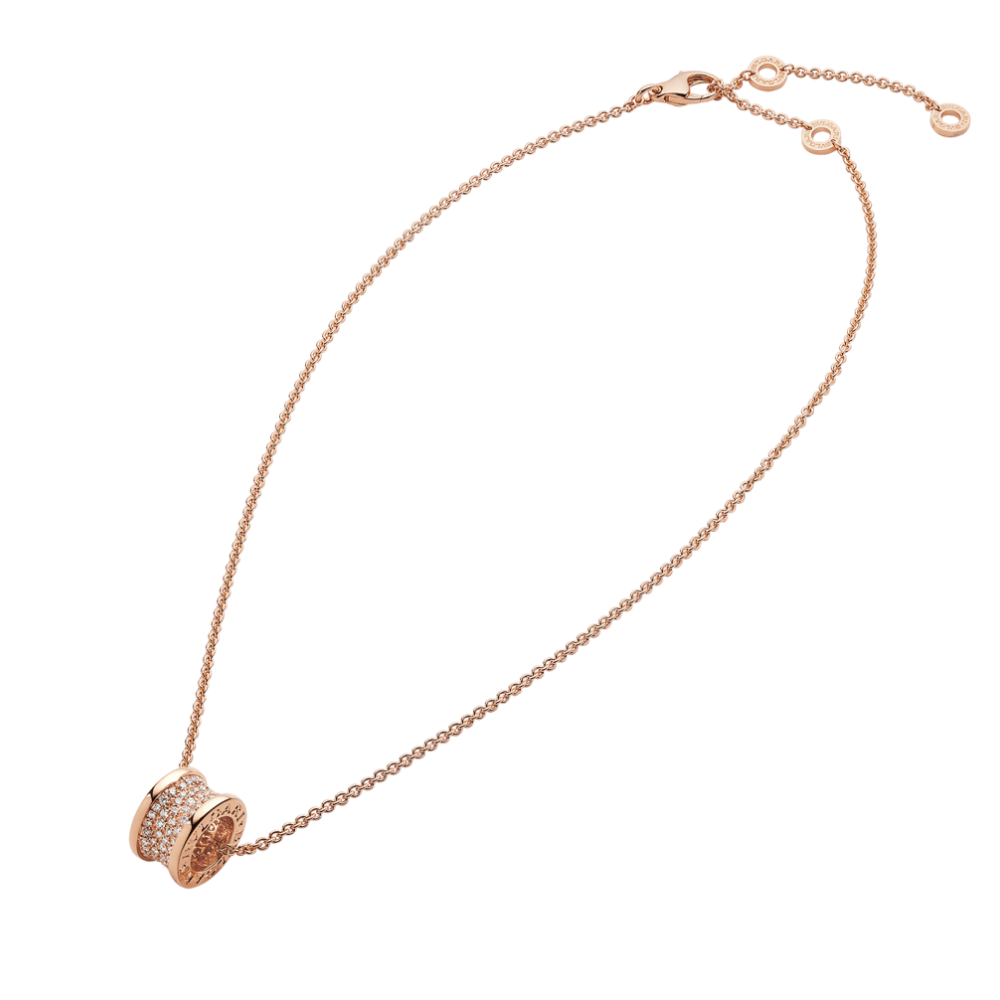 Mumtaz Jewellers B.zero1 necklace, 925 Silver, 18k Gold Plated, Spiral pavé zircon