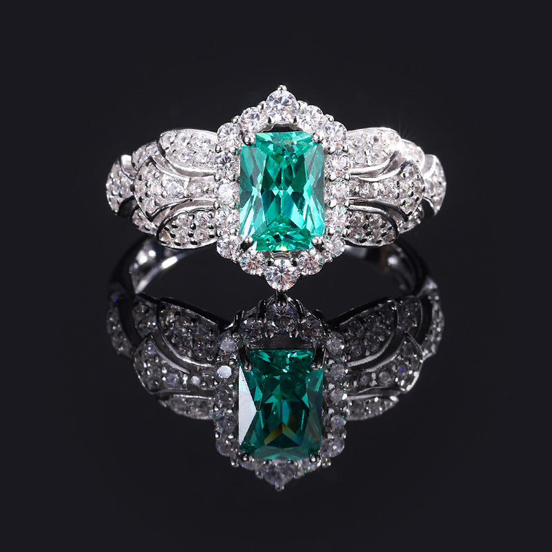 Mumtaz Jewellers Square Stone Ring,925 Silver, Inlaid With Imitation Tourmaline