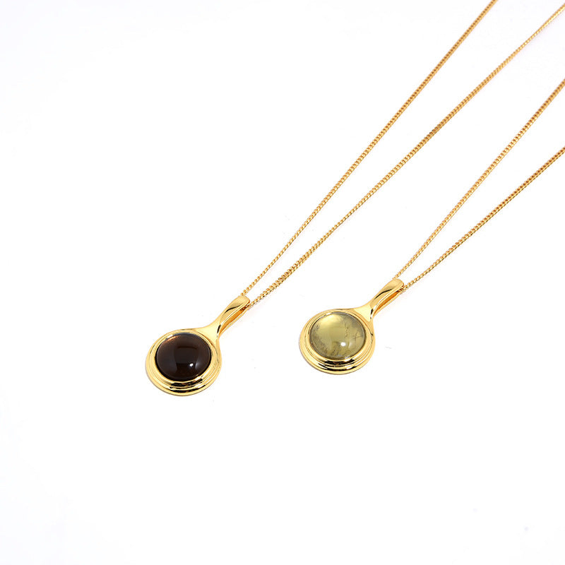 Mumtaz Jewellers Natural Grape Stone Long Necklace, 925 Silver, 18k Gold Plated