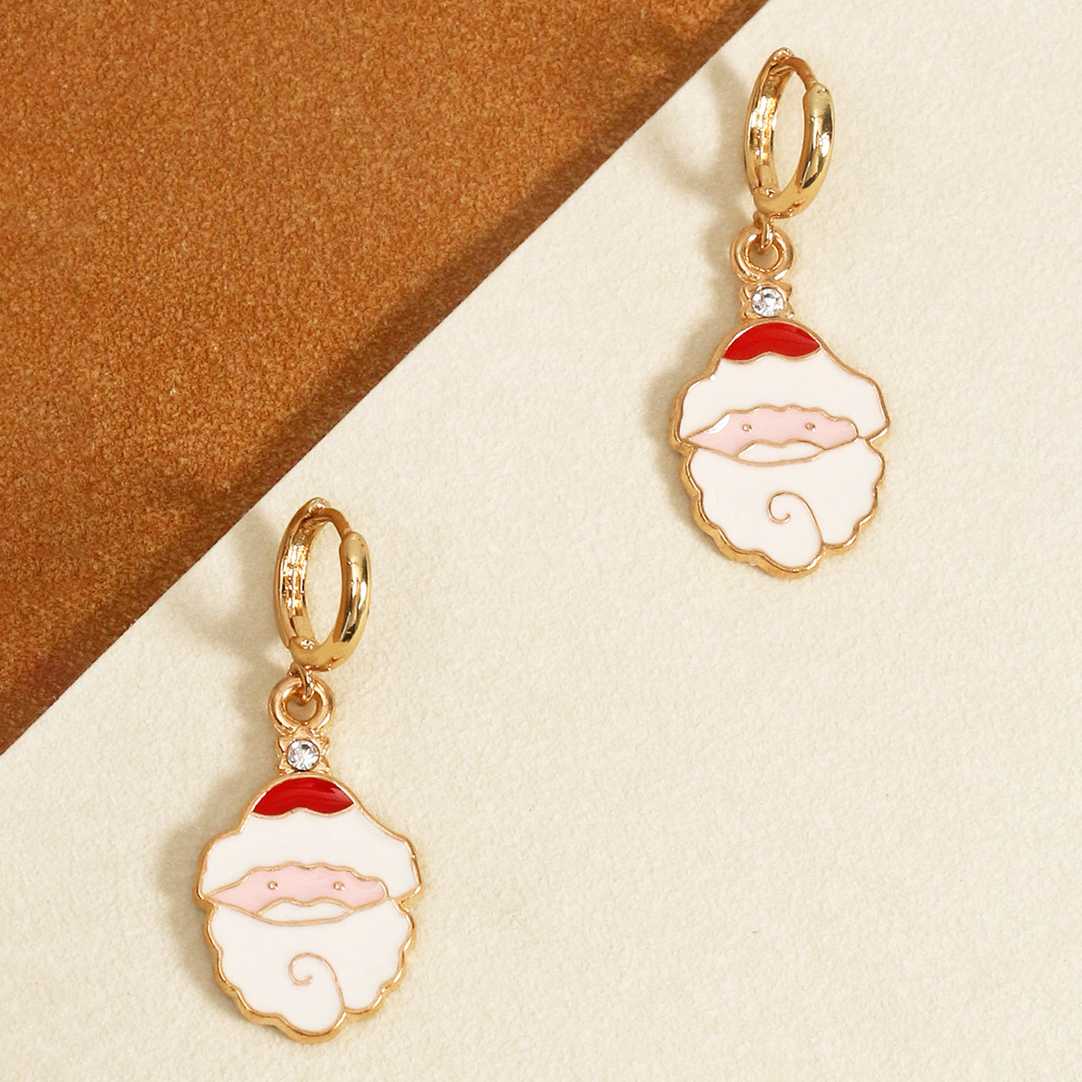 Mumtaz Jewellers Gold Santa Claus Hoop Earrings