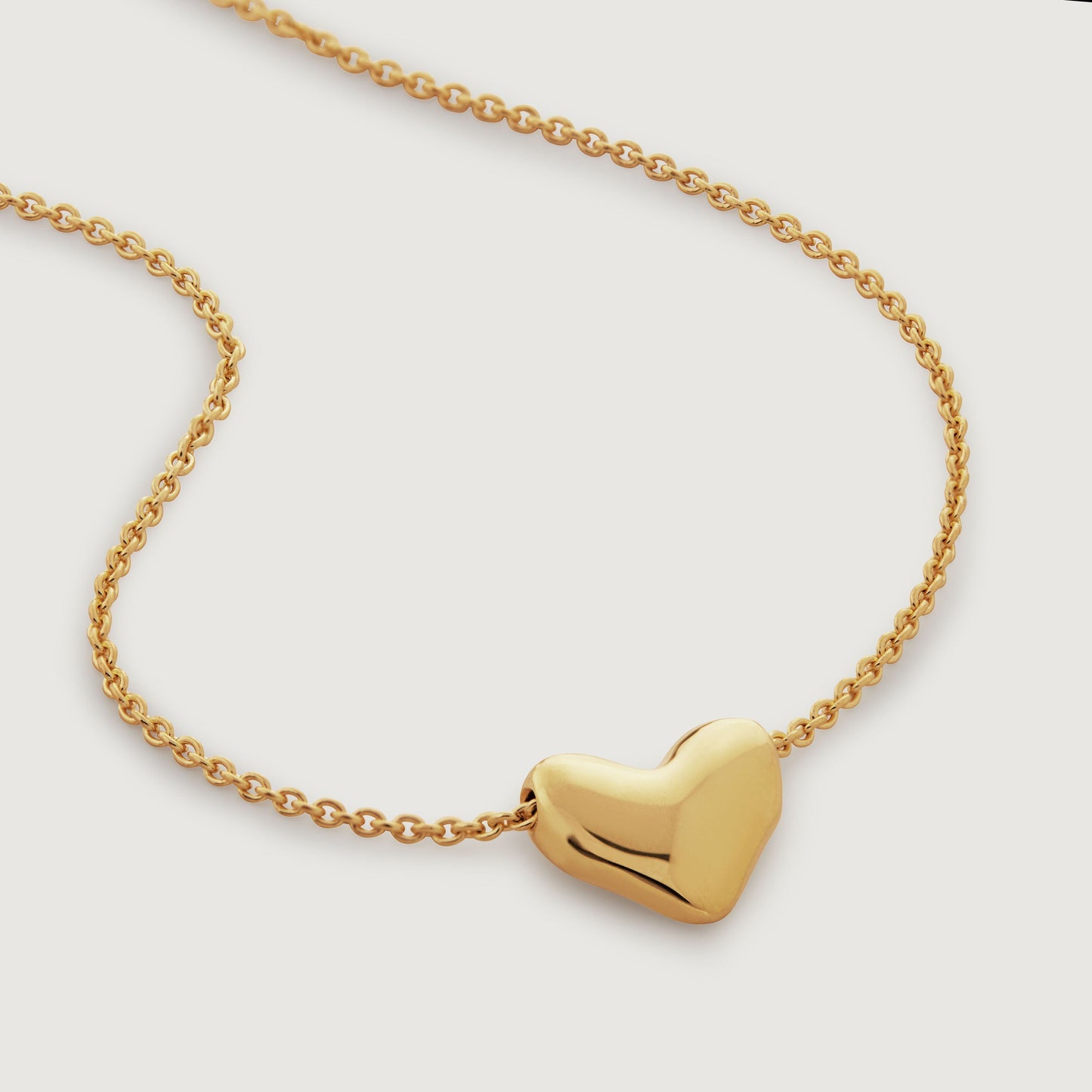 Heart Chain Necklace, 925 Silver, 18k Gold Plated