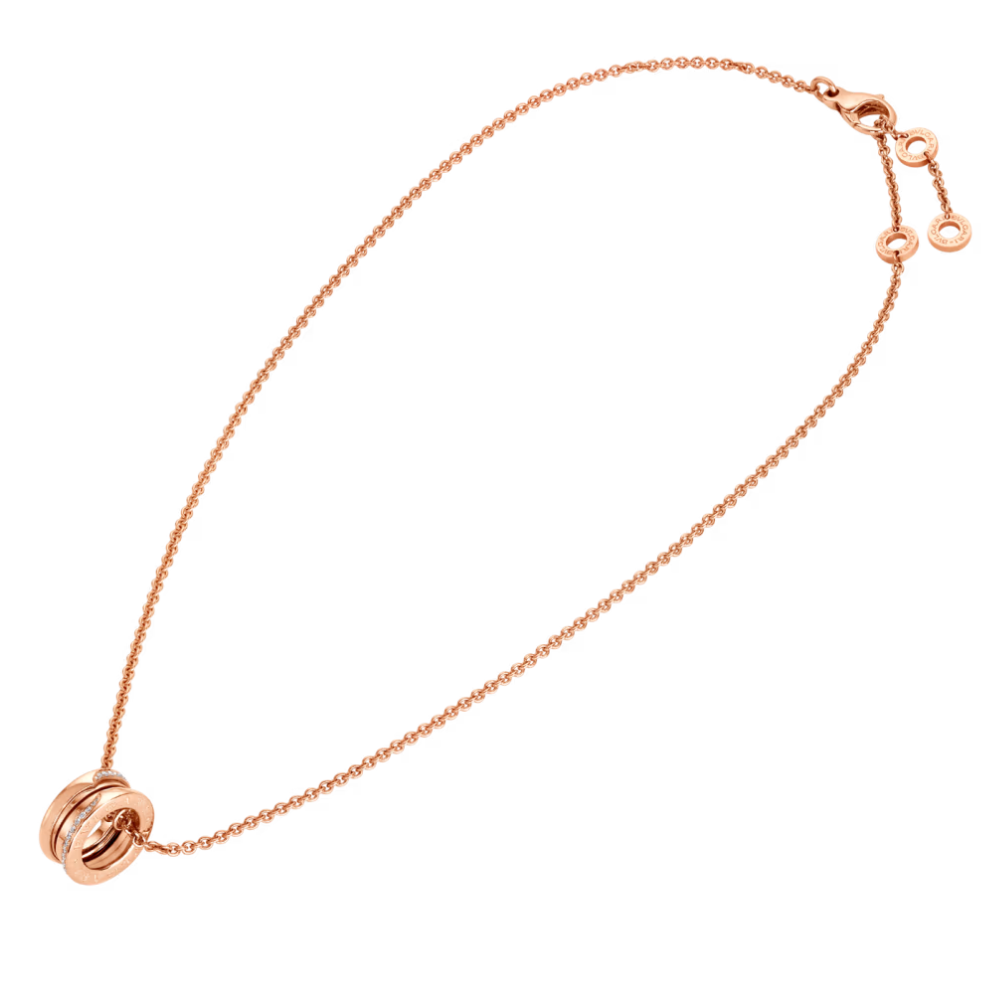 Mumtaz Jewellers B.zero1 necklace, 925 Silver, 18k Gold Plated, Pendant edge set with zircons