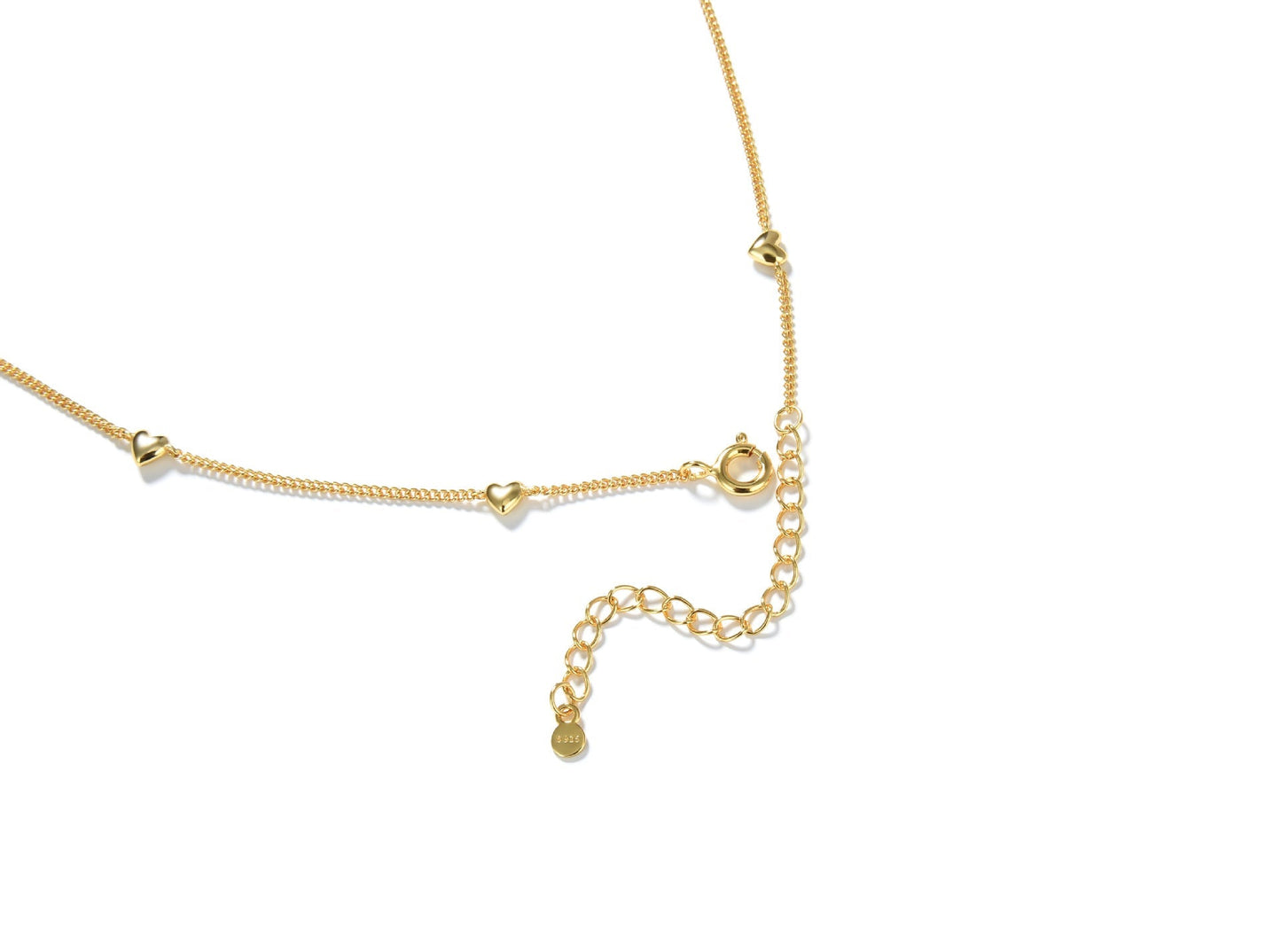 Mumtaz Jewellers Heart Necklace Necklace, 925 Silver, 18k Gold Plated, 9 Motifs