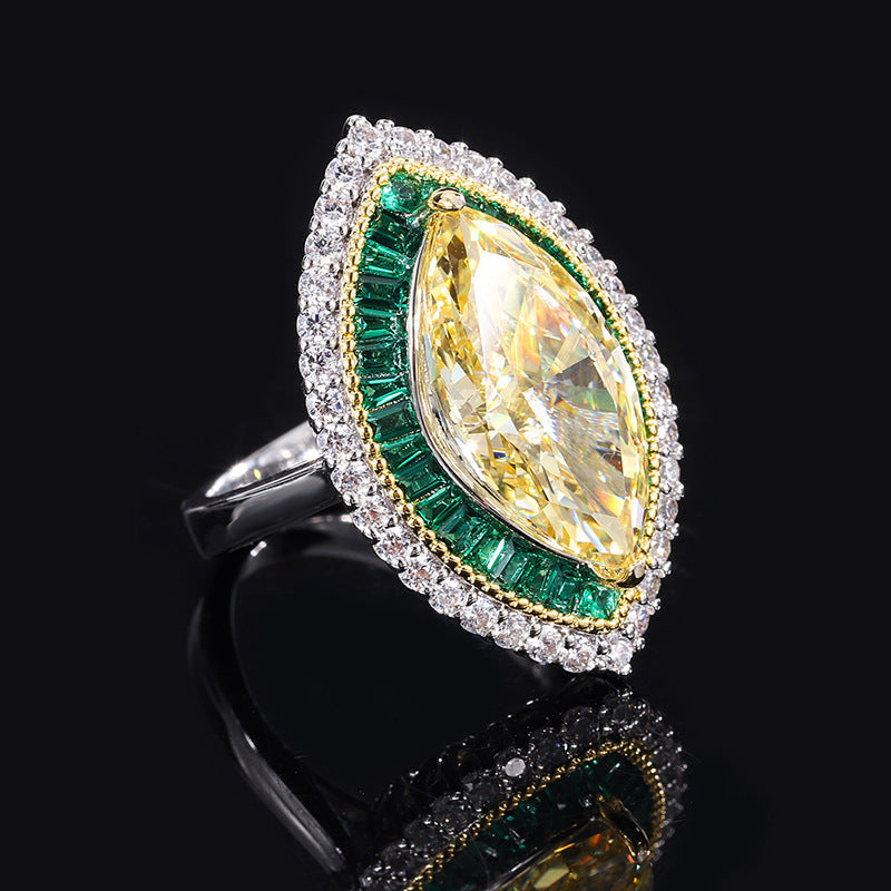 Tear Eye Diamond Ring, 925 Silver, Inlaid With Imitation Diamond