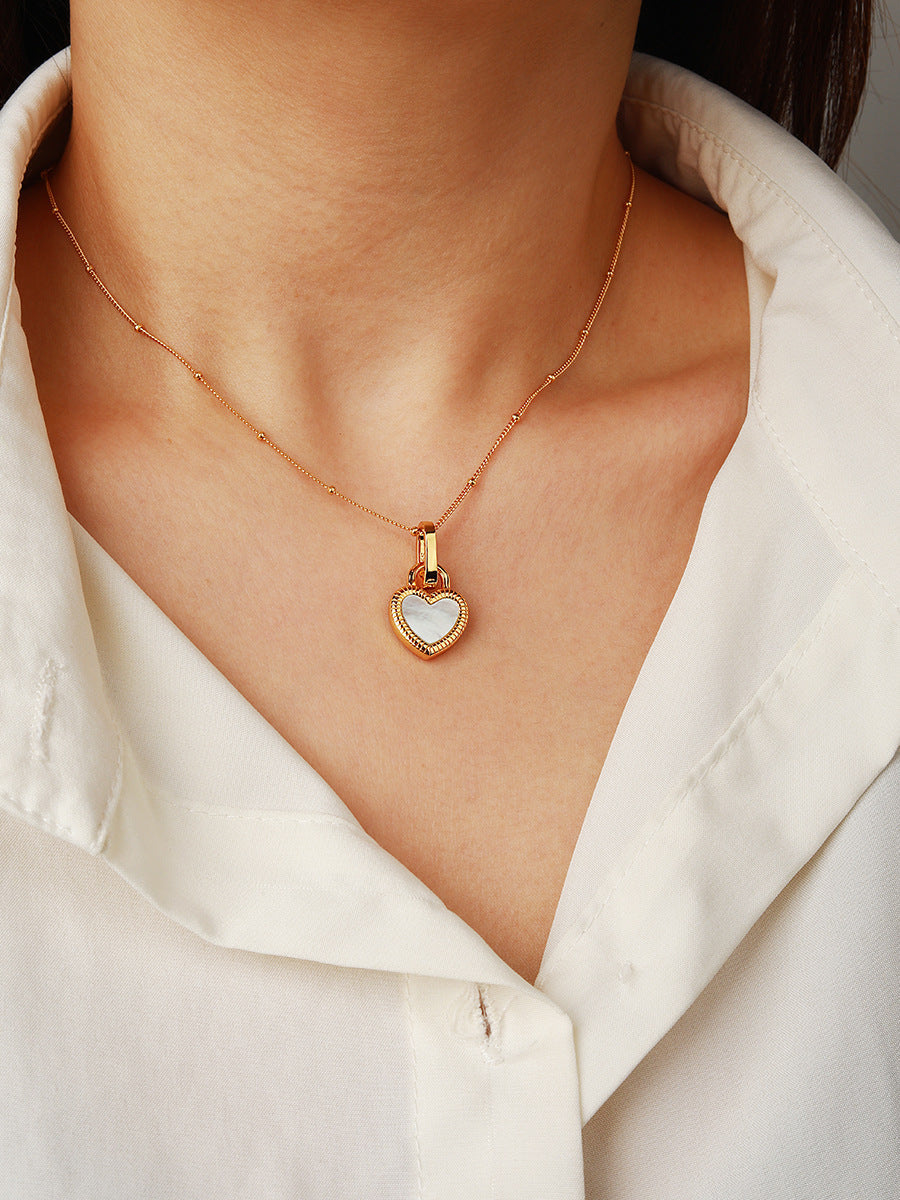Heart Reversible Pendant Necklace, 925 Silver, 18k Gold Plated Black Onyx And White Mother-Of-Pearl