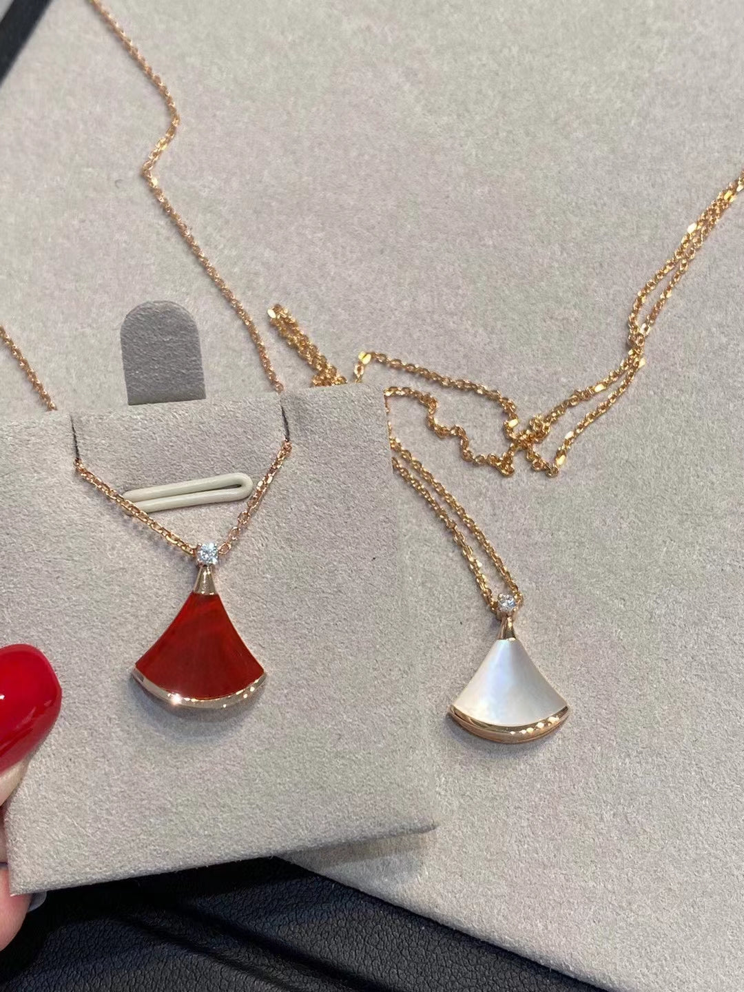 Divas' Dream Necklace, 925 Silver, 18k Rose Gold Plated, Red Agate