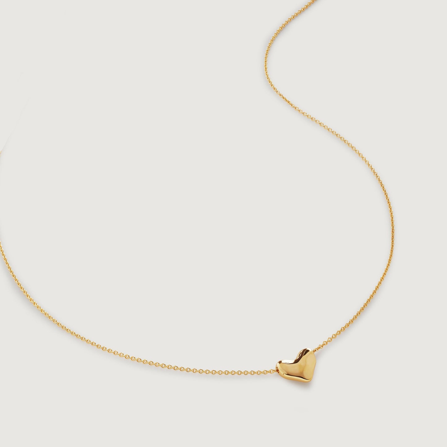Heart Chain Necklace, 925 Silver, 18k Gold Plated