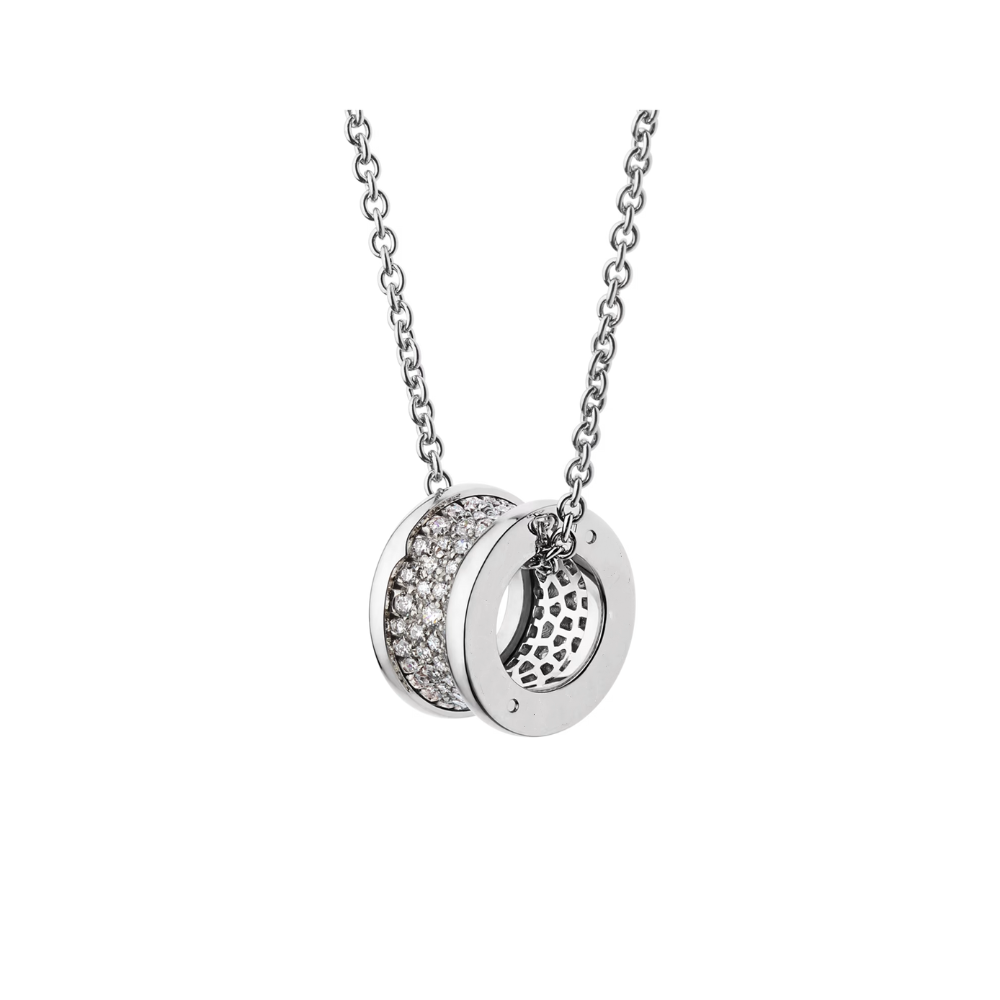 Mumtaz Jewellers B.zero1 necklace, 925 Silver, 18k Gold Plated, Spiral pavé zircon