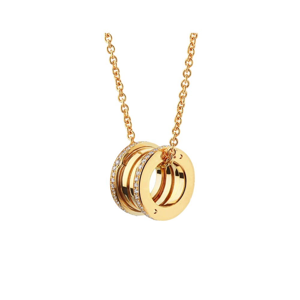 Mumtaz Jewellers B.zero1 necklace, 925 Silver, 18k Gold Plated, Pendant edge set with zircons