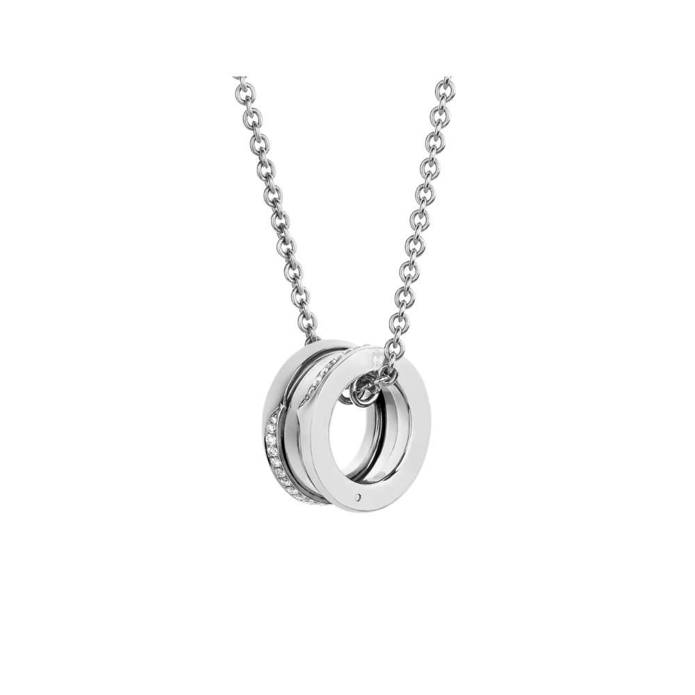 Mumtaz Jewellers B.zero1 necklace, 925 Silver, 18k Gold Plated, Pendant edge set with zircons