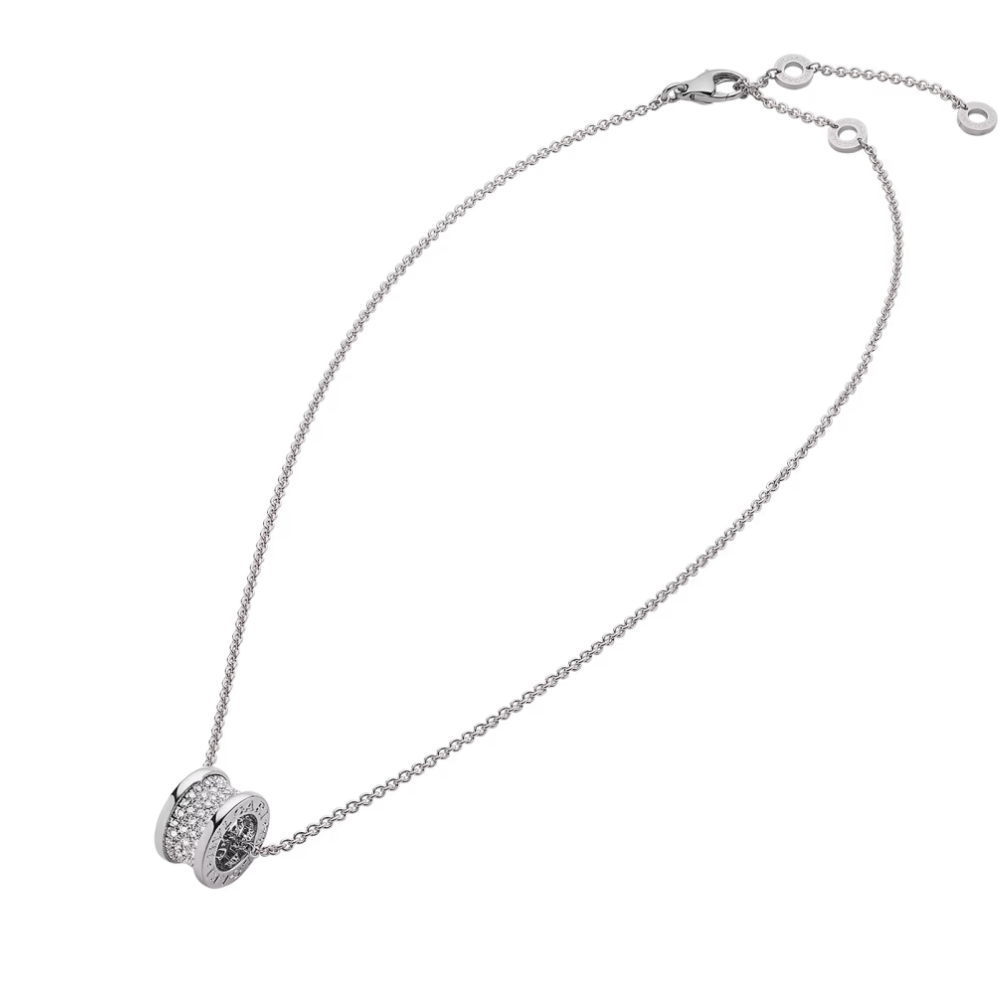Mumtaz Jewellers B.zero1 necklace, 925 Silver, 18k Gold Plated, Spiral pavé zircon