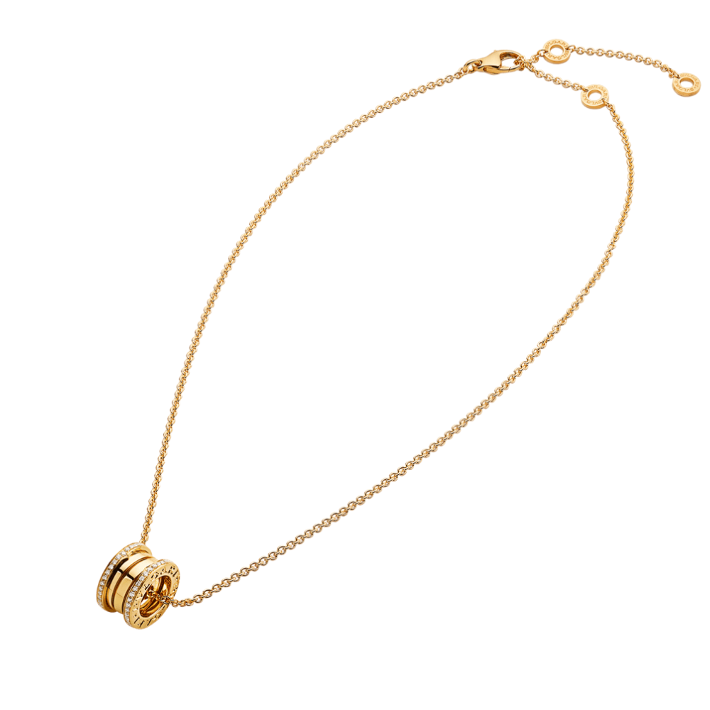 Mumtaz Jewellers B.zero1 necklace, 925 Silver, 18k Gold Plated, Pendant edge set with zircons