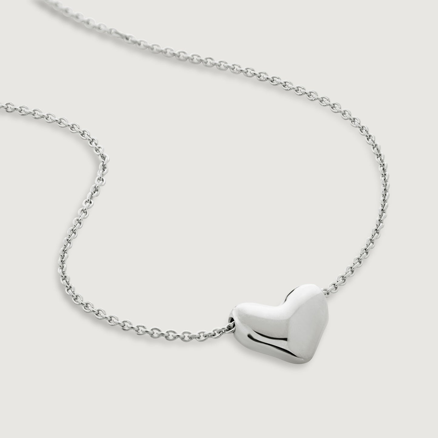 Heart Chain Necklace, 925 Silver, 18k Gold Plated