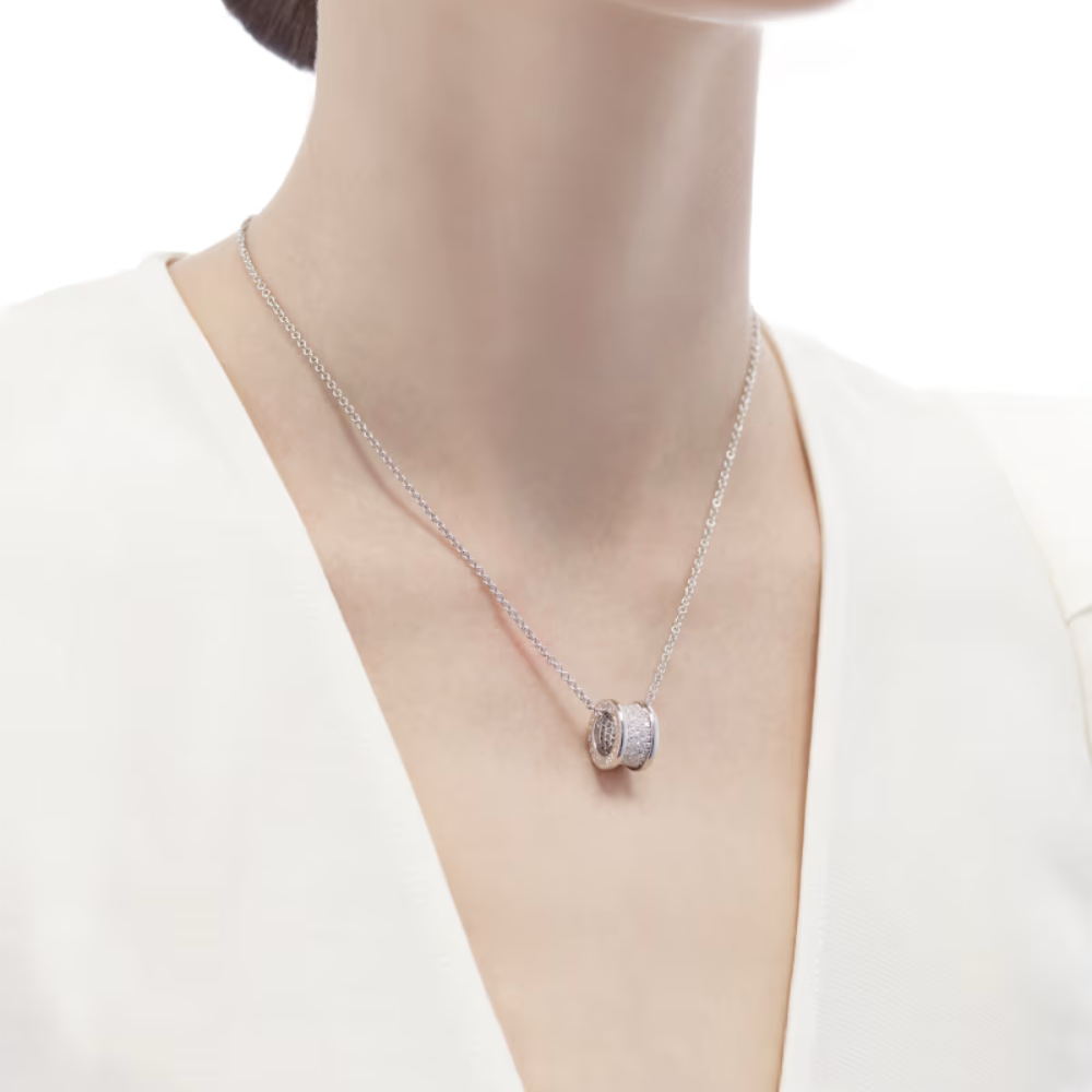 Mumtaz Jewellers B.zero1 necklace, 925 Silver, 18k Gold Plated, Spiral pavé zircon