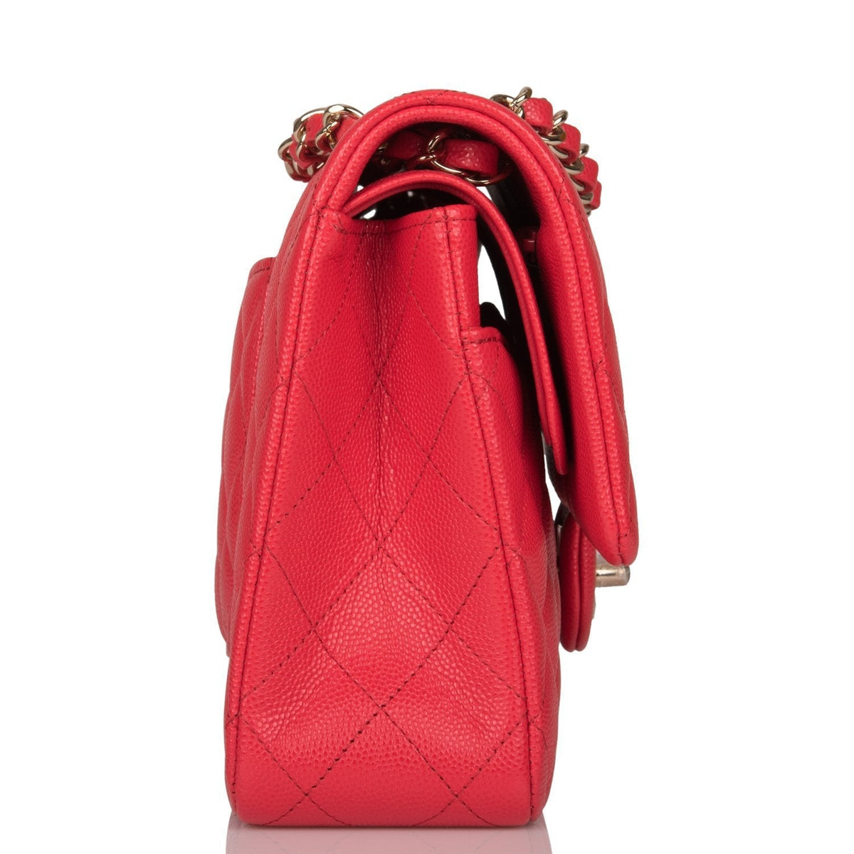 Chanel Medium Classic Double Flap Bag Pink Caviar Light Gold Hardware